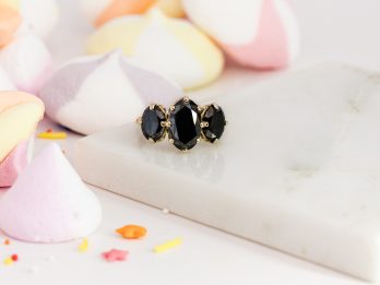 Candy Swirl - Black Oval Diamond Trilogy Ring