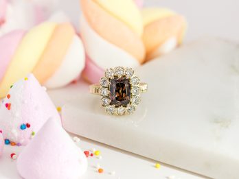 Candy Sprinkle - Fancy Brown Cushion Cut Diamond Ring