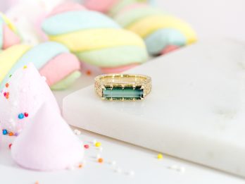 Fruit Pop - Hand Engraved Baguette Solitare Ring
