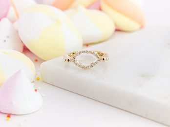 Honey Drop - Box Pinky Ring Marquise Rose Cut Lab Diamond
