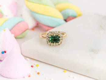 Sweet Treat - Dark Green Sideways Tourmaline Halo